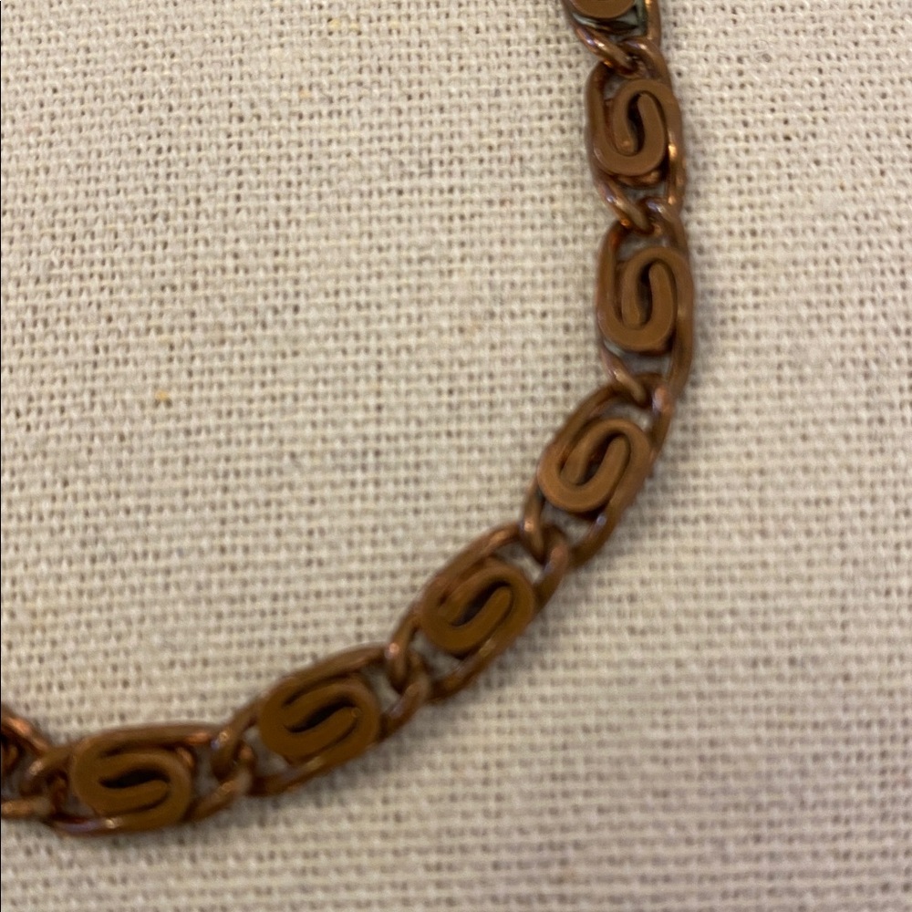 Vintage Solid Copper Scroll Link Bracelet With Fo… - image 6